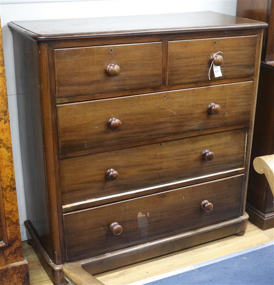 A late Victorian mahogany five drawer chest W.117cm